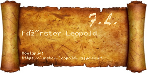 Fürster Leopold névjegykártya